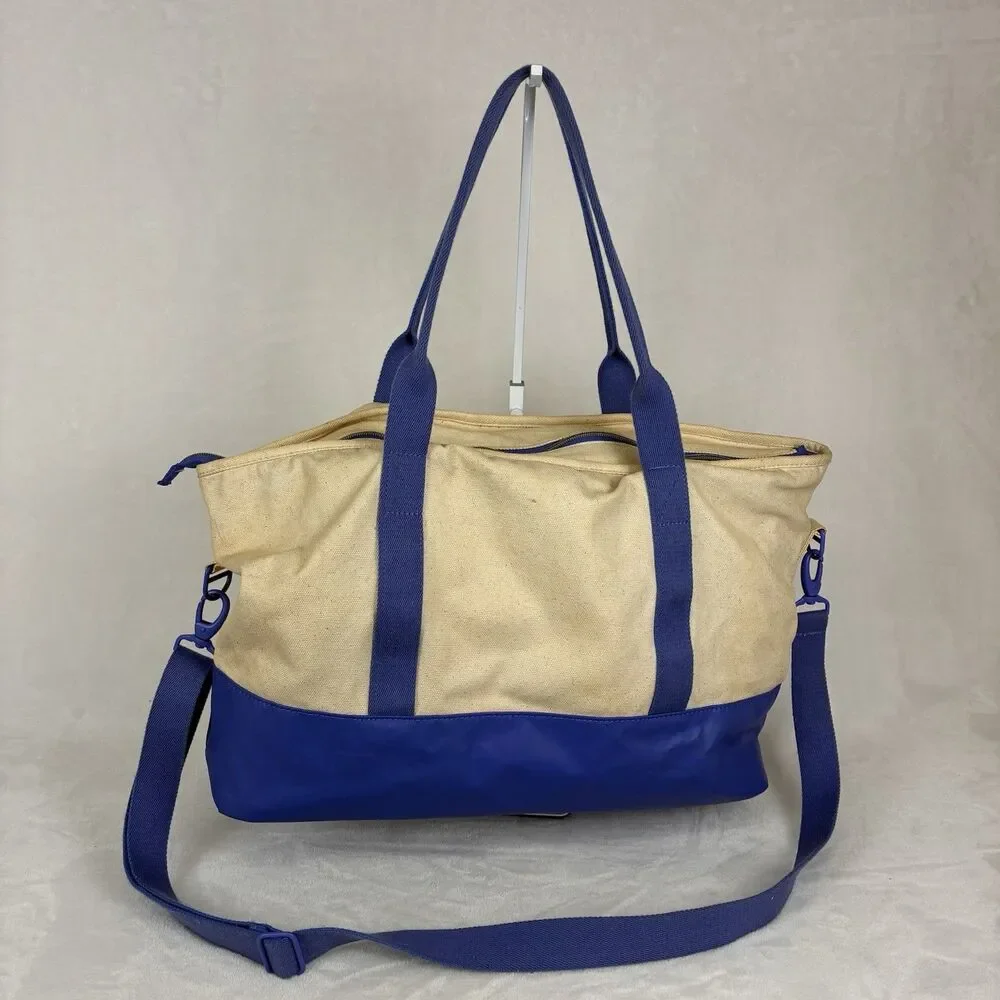 Under Armour Premier Tote Bag - Beige & Blue Canvas Gym Weekender Travel Sports